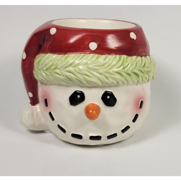 Yankee Candle Christmas Snowman Tea Light Candle Holder Ceramic Holiday Decor - Picture 1 of 6